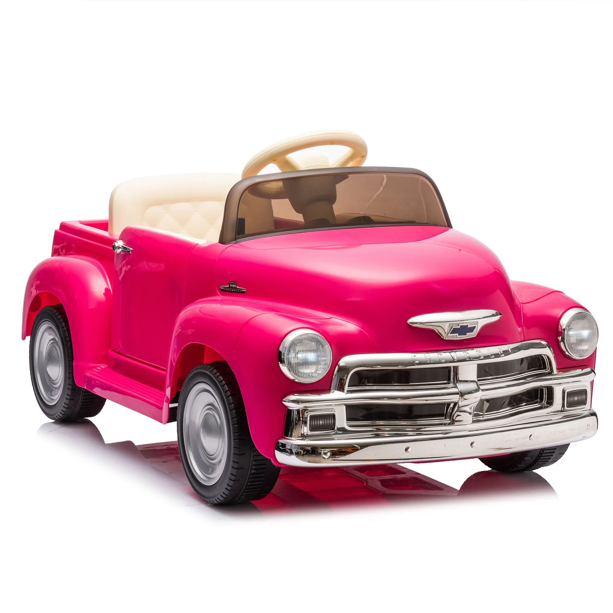 12V Kids Ride On truck car w/parents control, Licensed Chevrolet 3100 pickup,electric car for kid,Vintage modeling,3 speeds,LED Lights,Bluetooth,USB,High-power up to 3.11 MPH,age 3 