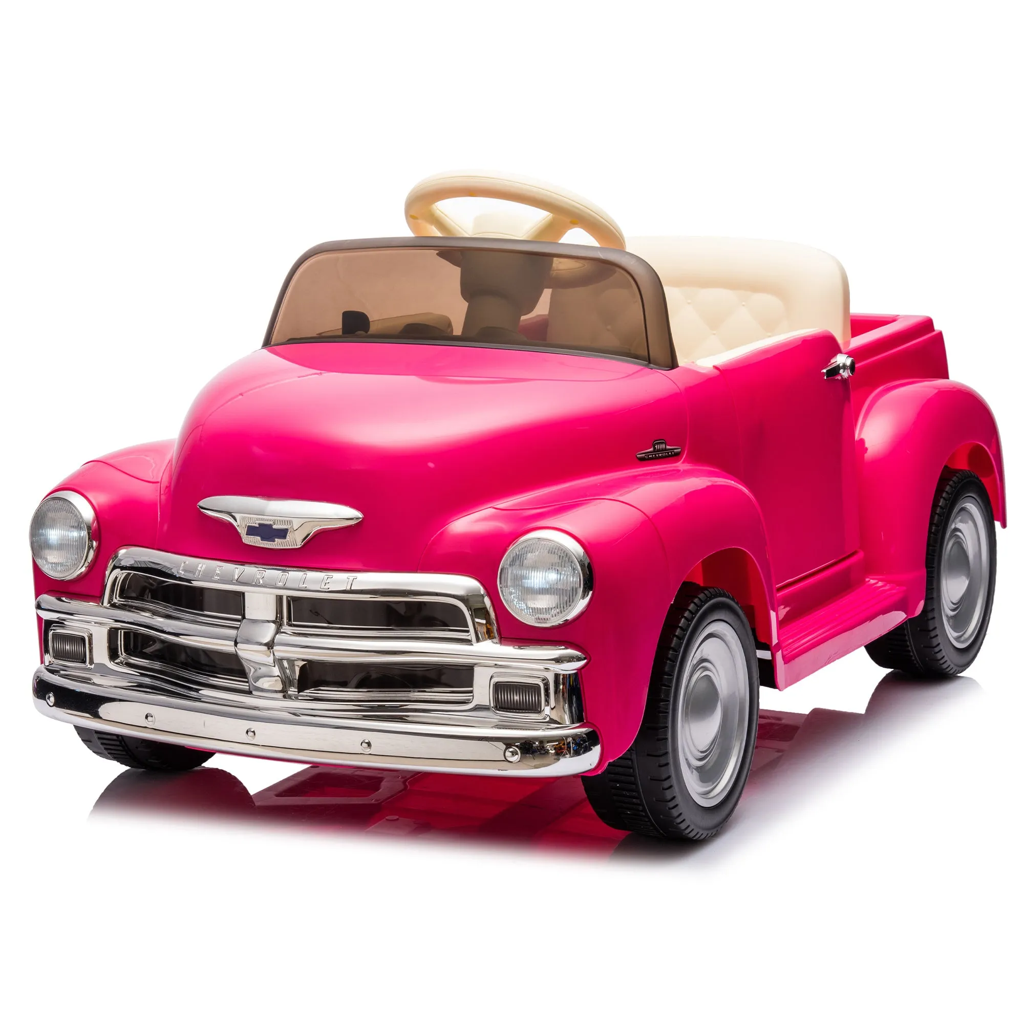 12V Kids Ride On truck car w/parents control, Licensed Chevrolet 3100 pickup,electric car for kid,Vintage modeling,3 speeds,LED Lights,Bluetooth,USB,High-power up to 3.11 MPH,age 3 