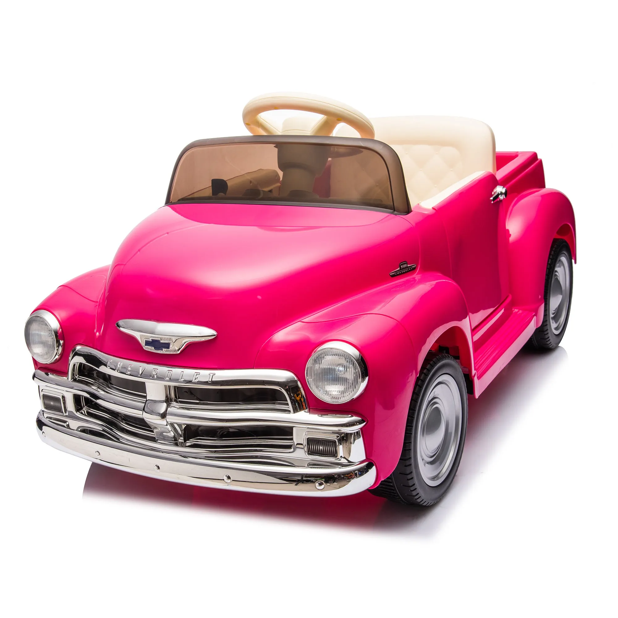 12V Kids Ride On truck car w/parents control, Licensed Chevrolet 3100 pickup,electric car for kid,Vintage modeling,3 speeds,LED Lights,Bluetooth,USB,High-power up to 3.11 MPH,age 3 