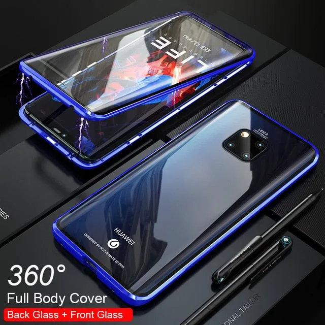 360 Full Protection Magnetic Case For huawei Mate 20 Pro Shockproof Case Cover Metal Bumber Front Back double-sided Glass Case