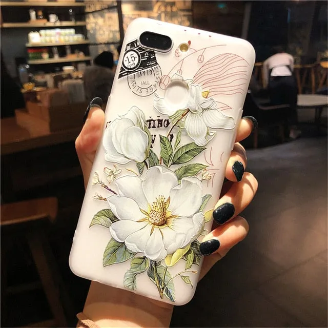 3D Relief Floral Phone Case For OPPO A59 A37 A57 A83 A73 A75 F5 F7 F9 A5 A3S A37 A77 A3 R17 A7X K1 R15 Case Girly Silicon Cover