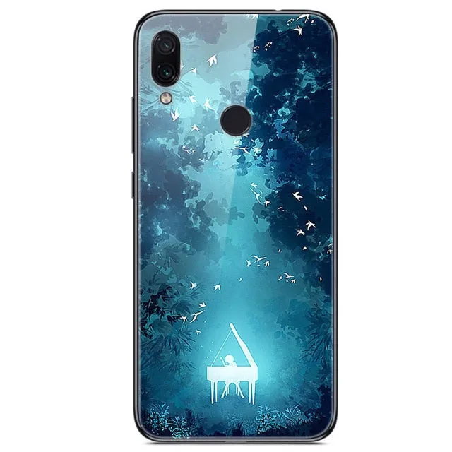 6.3'' For Xiaomi Redmi Note 7 Case Glass Back Hard Cover For Xiaomi Redmi Note 7 Case Note7 Soft Bumper Tempered Fashion Note 7S