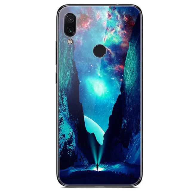 6.3'' For Xiaomi Redmi Note 7 Case Glass Back Hard Cover For Xiaomi Redmi Note 7 Case Note7 Soft Bumper Tempered Fashion Note 7S