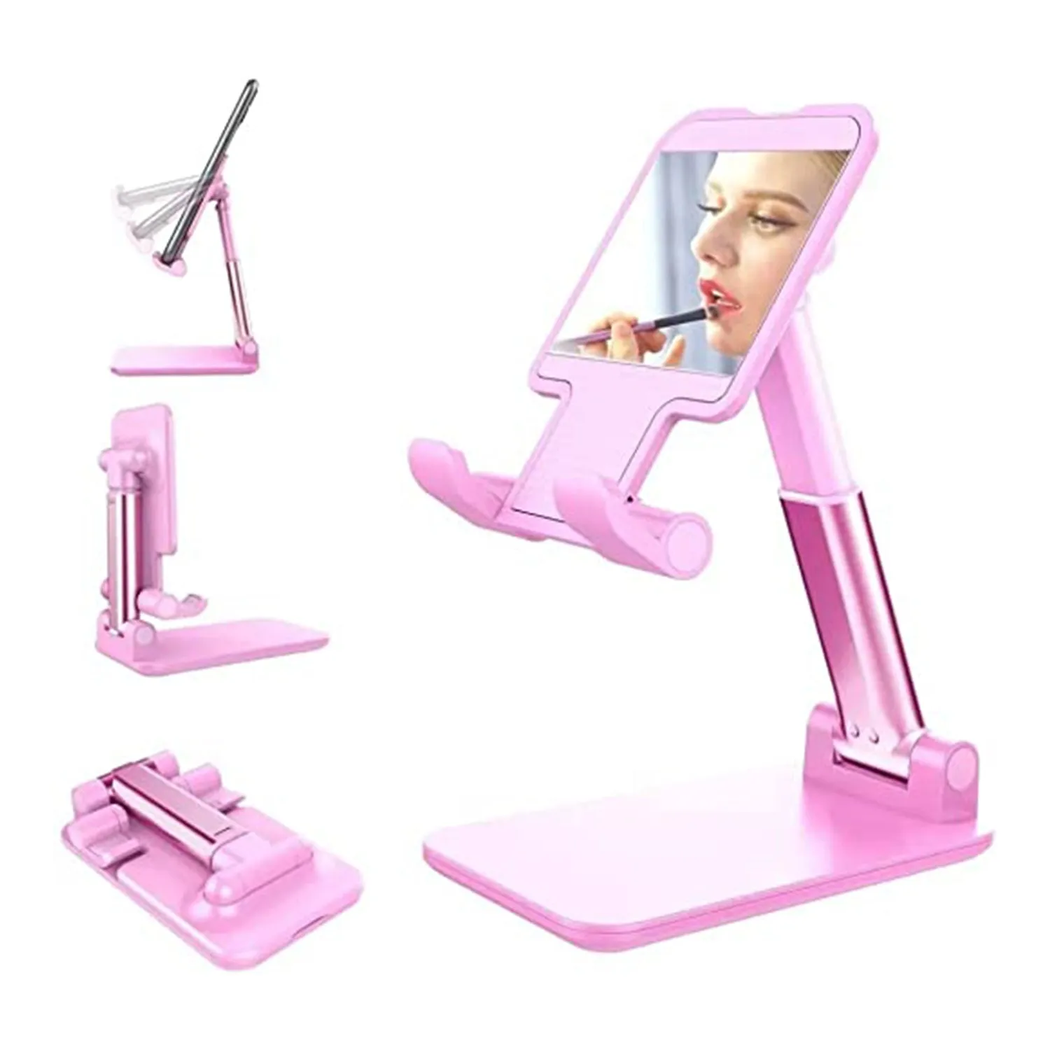 6636 Desktop Cell Phone Stand Phone Holder with mirror Full 3-Way Adjustable Phone Stand for Desk Height   Angles Perfect As Desk Organizers and Accessories.