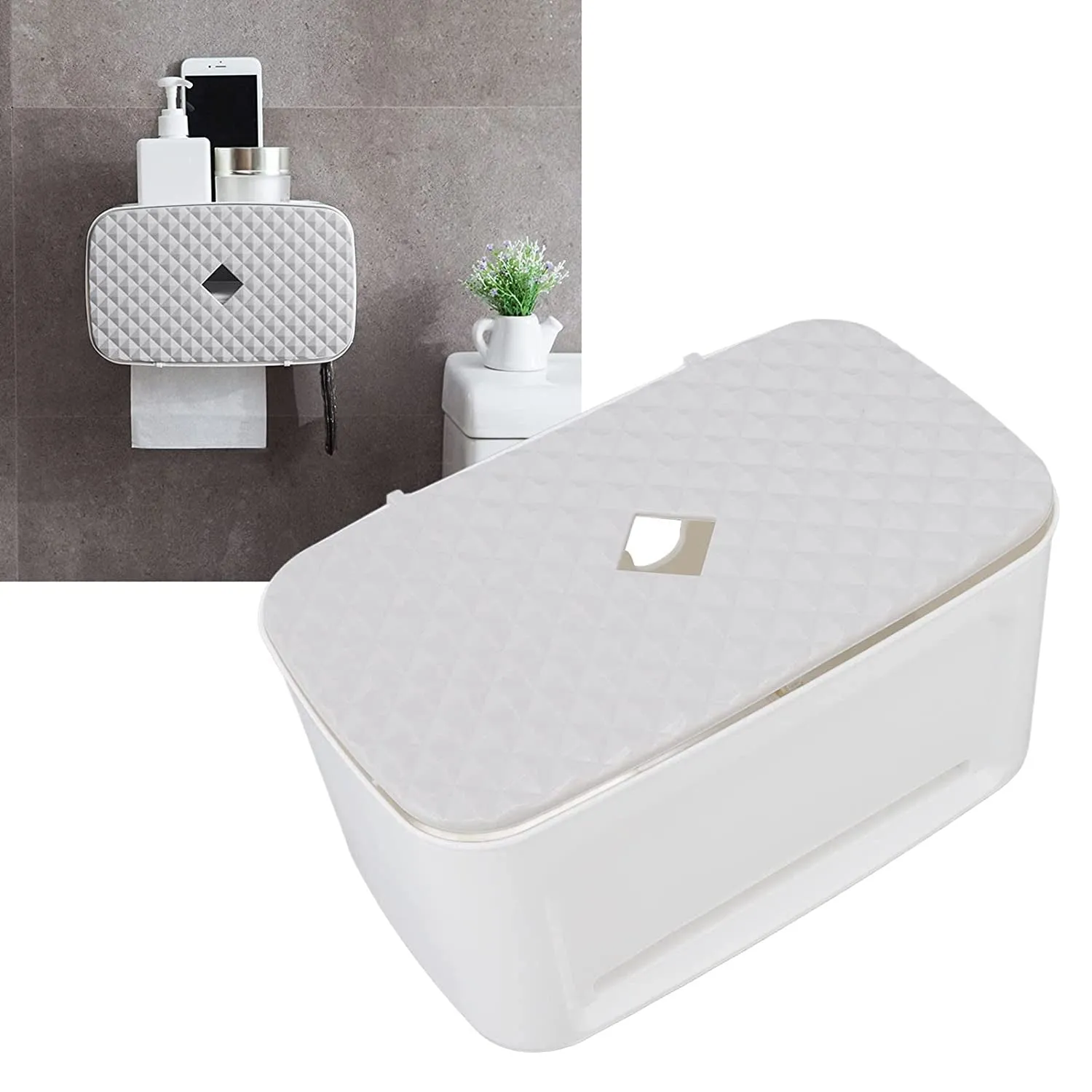 7676 Toilet Paper Holder No Drilling with Drawer and Multifunctional Storage Box for Bathroom,