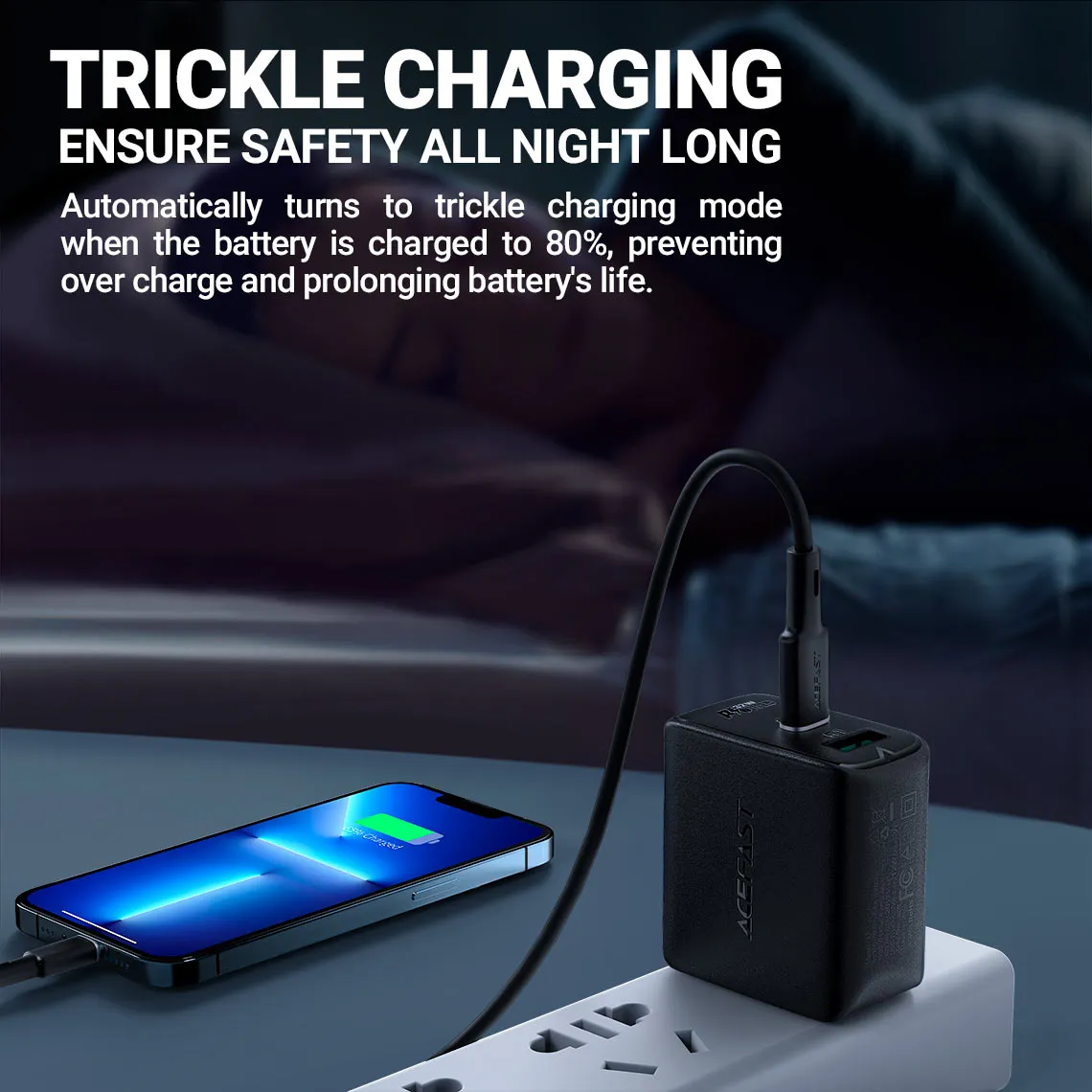 ACEFAST A7 PD 32W (USB-C USB-A) DUAL PORT CHARGER - BLACK