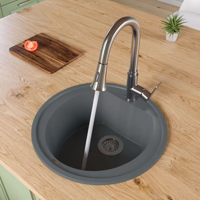 ALFI Brand 20" Drop-In Round Granite Composite Kitchen Prep Sink