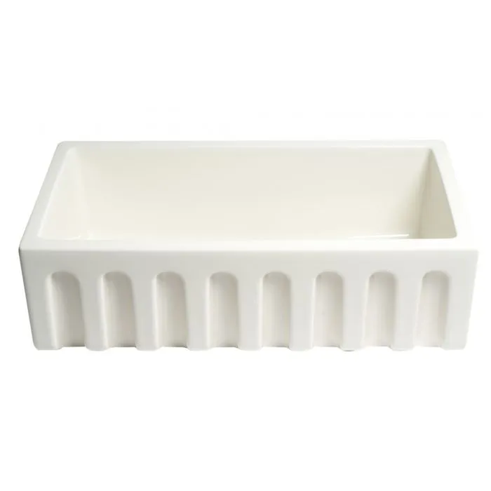 ALFI Brand 33" x 18" Reversible Fluted/Smooth Single Bowl Fireclay Farm Sink