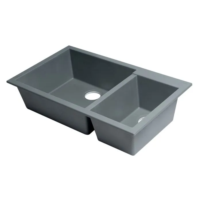 ALFI Brand 34" Double Bowl Undermount Granite Composite Kitchen Sink