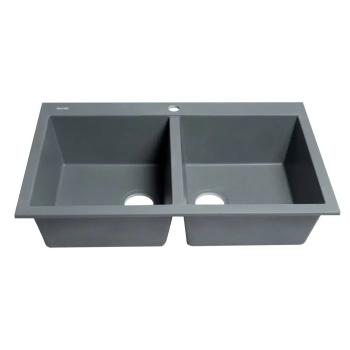 ALFI Brand 34" Drop-In Double Bowl Granite Composite Kitchen Sink