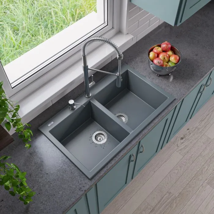 ALFI Brand 34" Drop-In Double Bowl Granite Composite Kitchen Sink