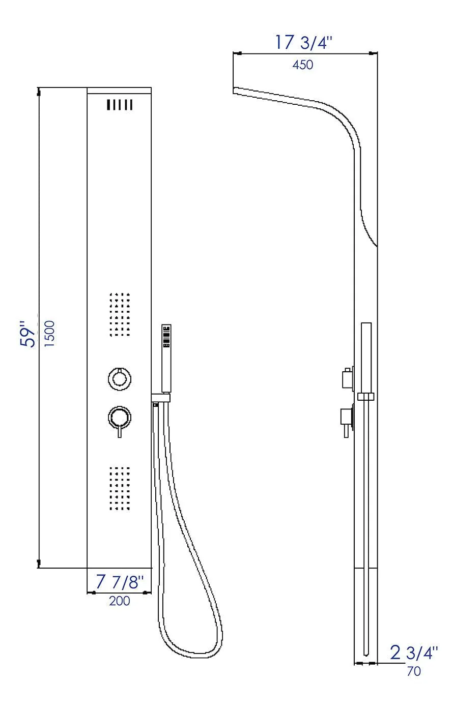 ALFI Brand ABSP20 Modern Stainless Steel Shower Panel with 2 Body Sprays