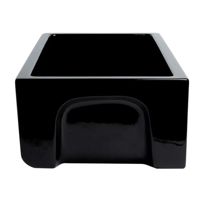 ALFI Brand Black Gloss Reversible Smooth/Fluted Single Bowl Fireclay Farm Sink