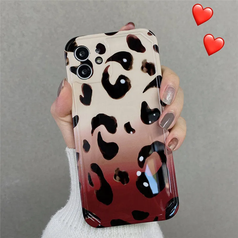 Amber Gradient Leopard Print Suitable Mobile Phone Case Anti-drop Cover