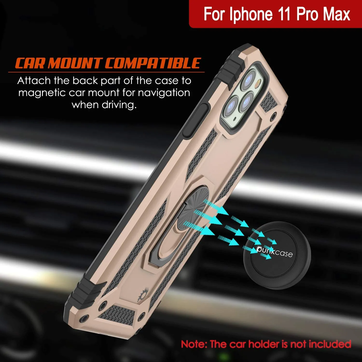 Apple iPhone 11 Pro Max Punkcase ArmorShield Military Style Case Gold