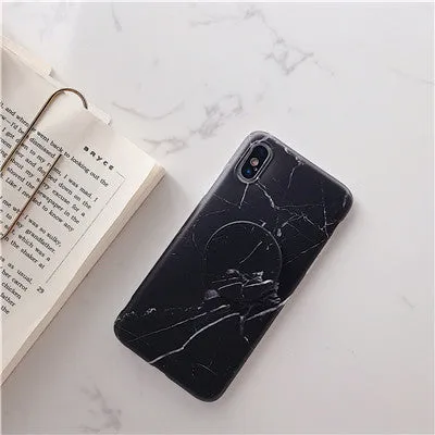 Beyour Marble Flexible Stand Holder Case For iPhone XS XS Max X 8 7 6S Plus For Huawei P20 For Samsung S10 Soft IMD Phone Cover