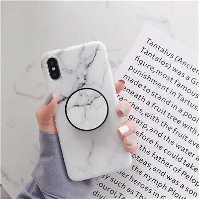 Beyour Marble Flexible Stand Holder Case For iPhone XS XS Max X 8 7 6S Plus For Huawei P20 For Samsung S10 Soft IMD Phone Cover