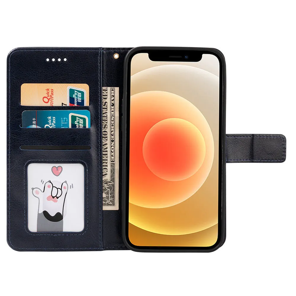 Black Wallet style photo frame shockproof leather phone case for iPhone 12 Mini 5.4