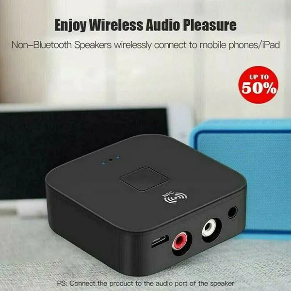 Black Wireless Bluetooth Receiver 5.0 aptX LL RCA NFC 3.5mm Jack Aux Audio Adapter