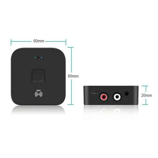 Black Wireless Bluetooth Receiver 5.0 aptX LL RCA NFC 3.5mm Jack Aux Audio Adapter