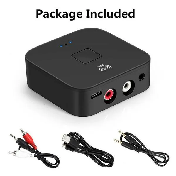 Black Wireless Bluetooth Receiver 5.0 aptX LL RCA NFC 3.5mm Jack Aux Audio Adapter