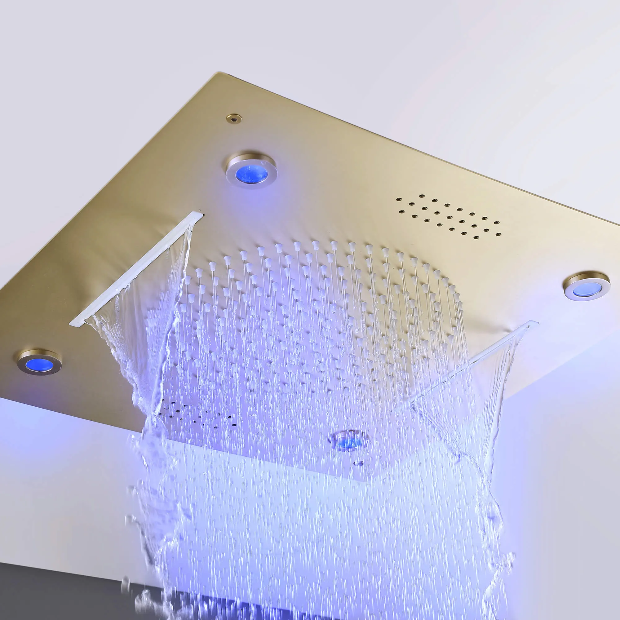 Ceiling Mount Thermostatic Shower System with Digital Display LED Bluetooth Speakers JK0128