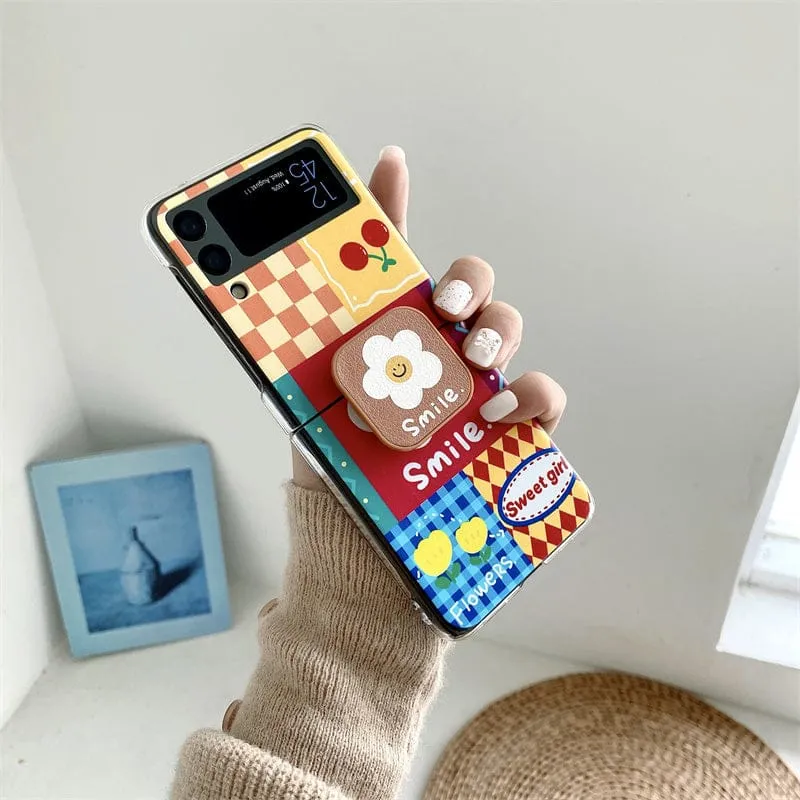 Cute Flower Bracket Phone Case For Samsung Galaxy Z Flip 3