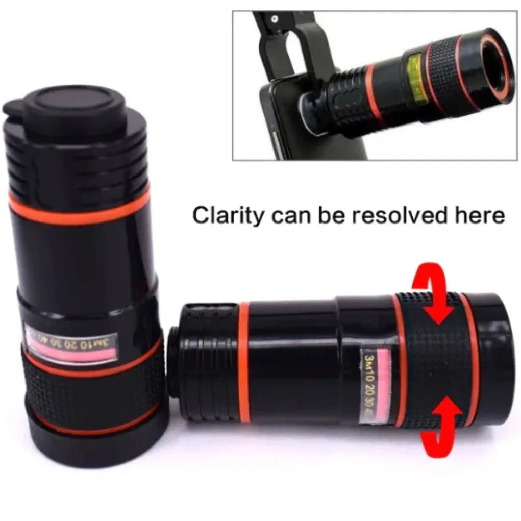 Dragon 8X HD Optical Zoom Smartphone Lens with Universal Mobile Phone Clip