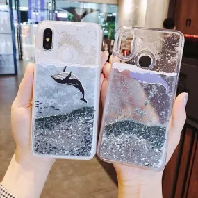 Fashion Whale Case for Redmi 5 Plus Liquid Quicksand Soft Silicone Cover Cat Fish Phone Case for Xiaomi MI 5X 6X A1 A2 MIX 2S 8