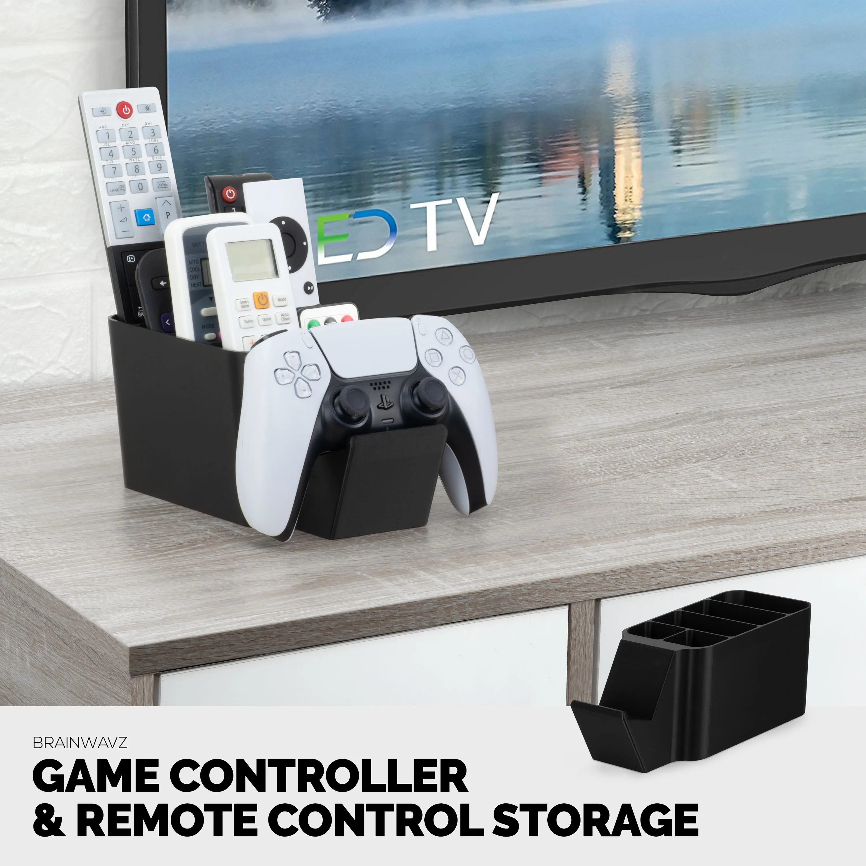 Game Controller & Remote Control Holder Organizer, Ideal for Side Tables & Desktops (For 3 to 4 Remotes, 1 Game Controller, Pens & Stationery)