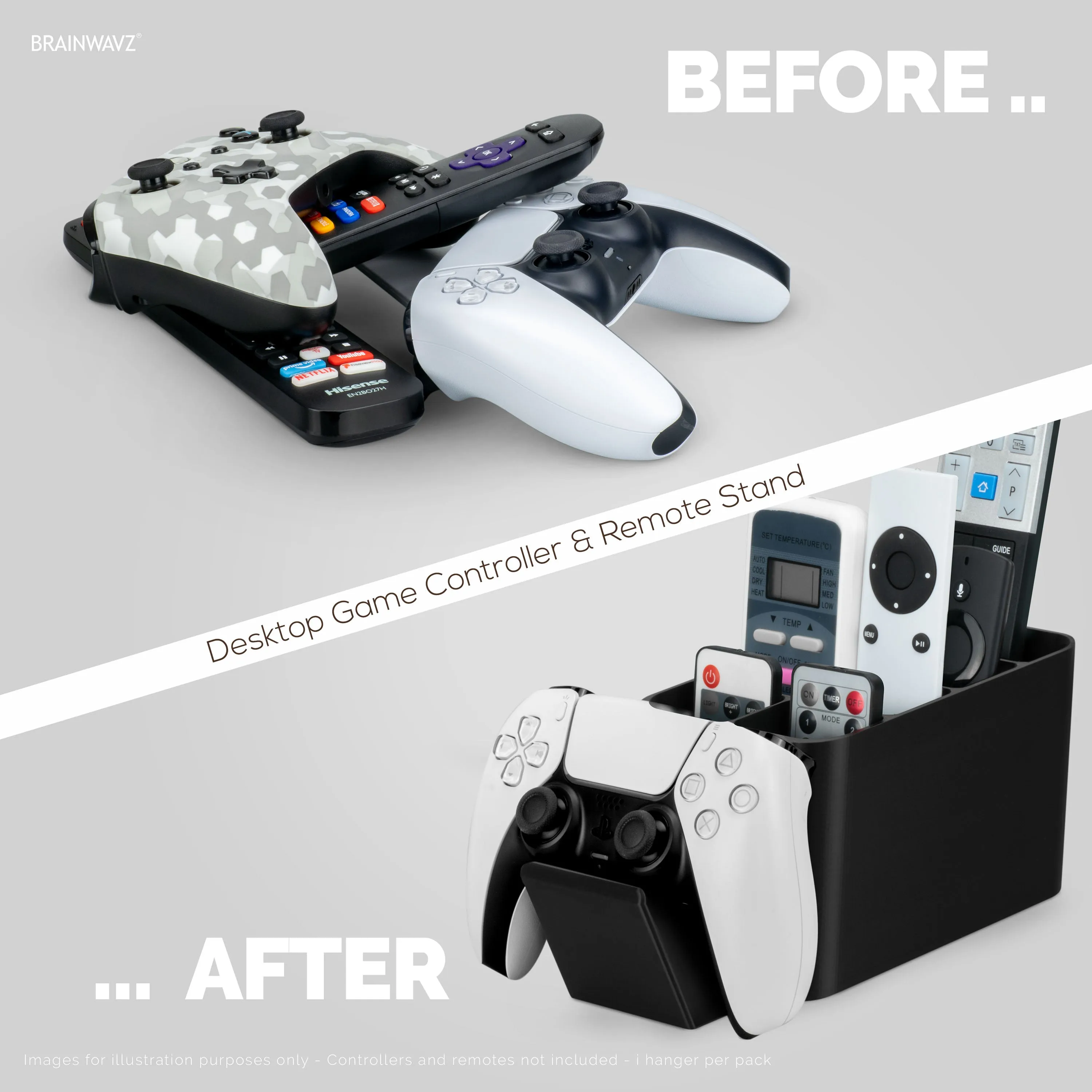 Game Controller & Remote Control Holder Organizer, Ideal for Side Tables & Desktops (For 3 to 4 Remotes, 1 Game Controller, Pens & Stationery)