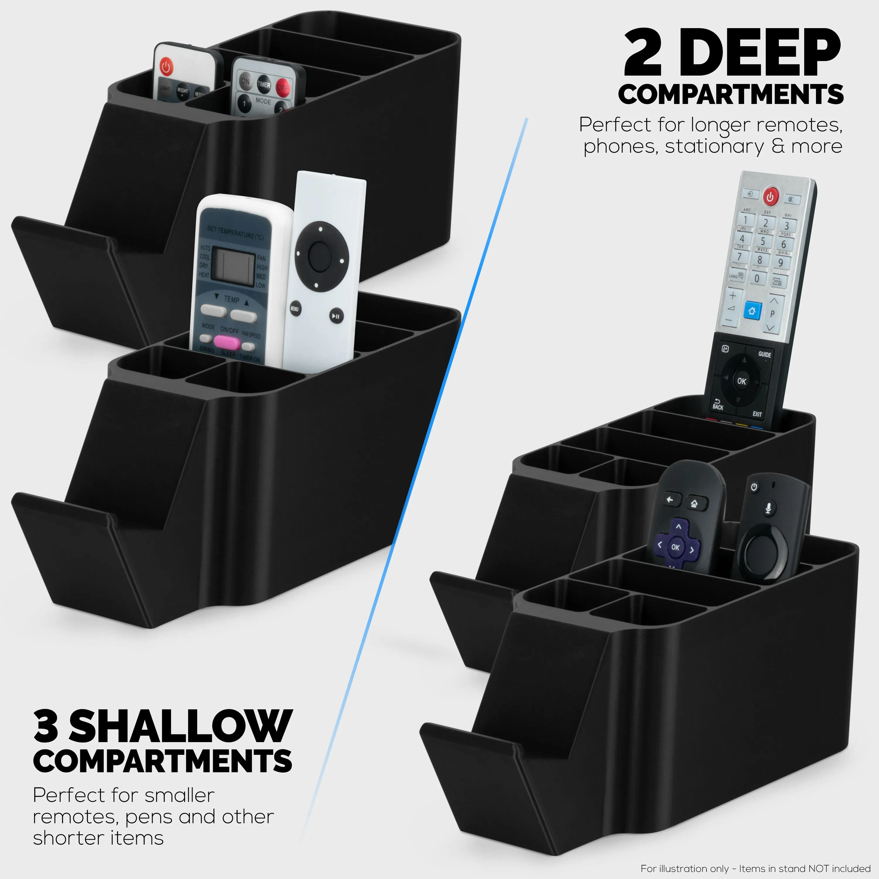 Game Controller & Remote Control Holder Organizer, Ideal for Side Tables & Desktops (For 3 to 4 Remotes, 1 Game Controller, Pens & Stationery)