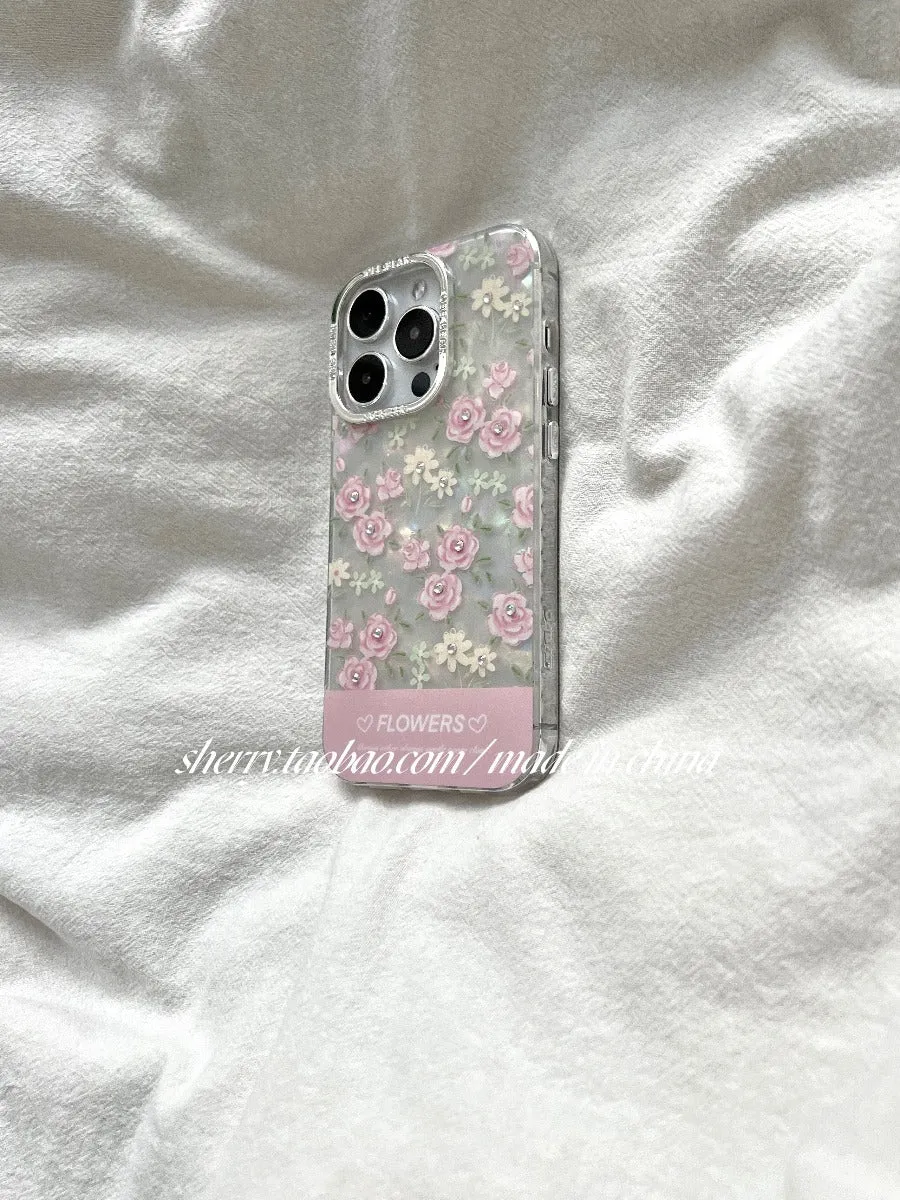 Gentle shell pattern dot diamond pink rose mobile phone case