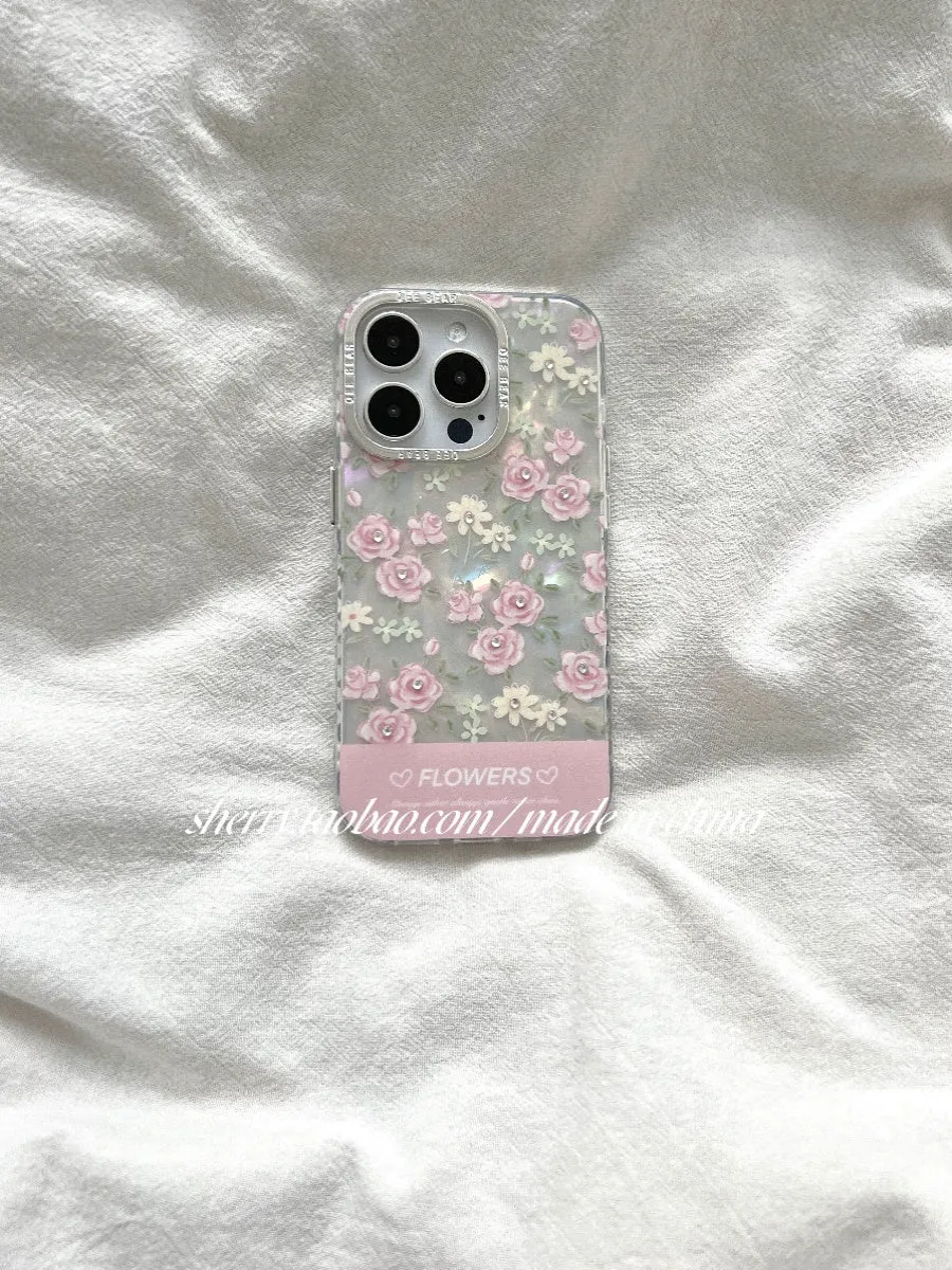 Gentle shell pattern dot diamond pink rose mobile phone case