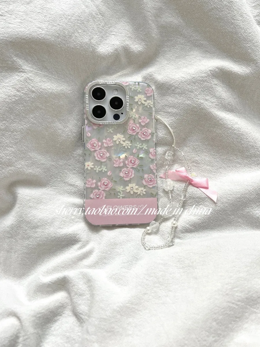 Gentle shell pattern dot diamond pink rose mobile phone case