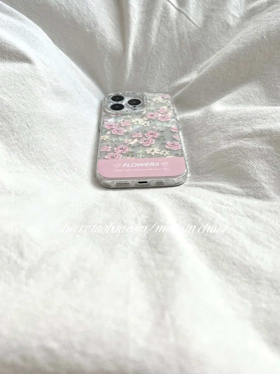 Gentle shell pattern dot diamond pink rose mobile phone case