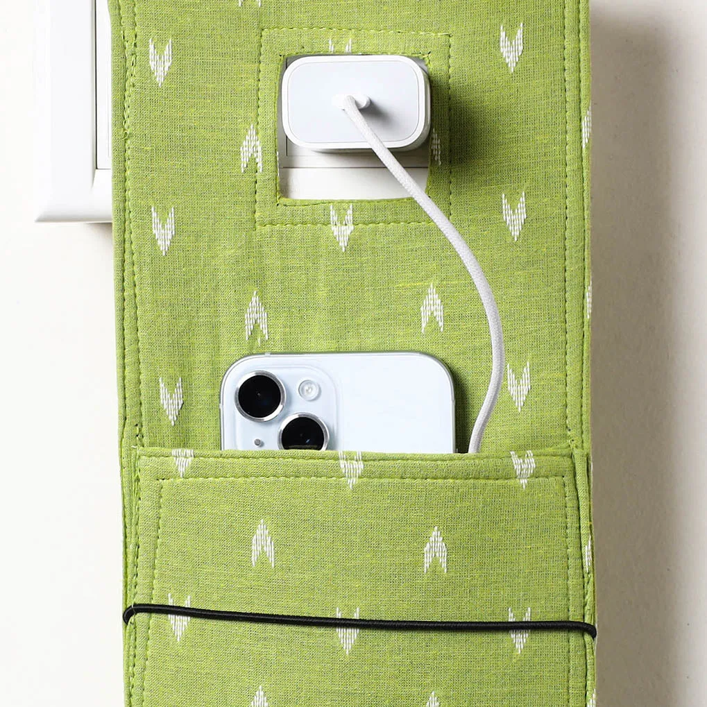 Green - Jacquard Weave Cotton Mobile Charging Holder