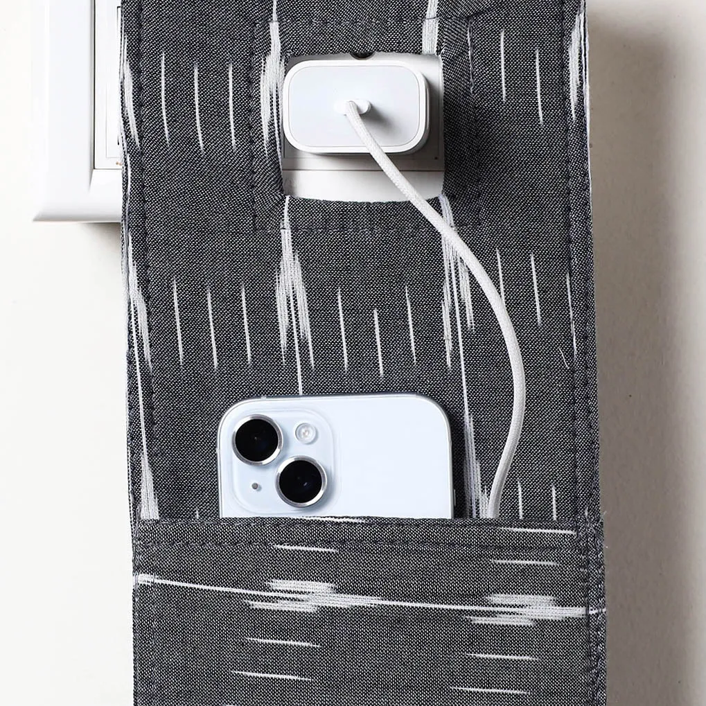 Grey - Pochampally Ikat Cotton Mobile Charging Holder