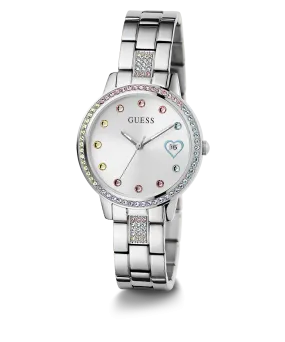 GUESS Ladies Silver Tone Date Watch