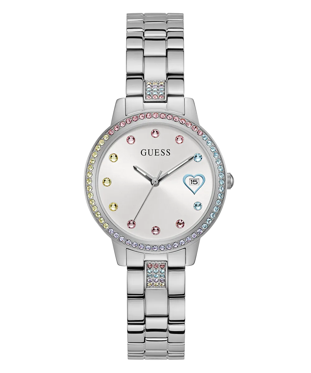 GUESS Ladies Silver Tone Date Watch