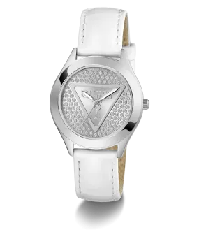 GUESS Ladies White Silver Tone Analog Watch