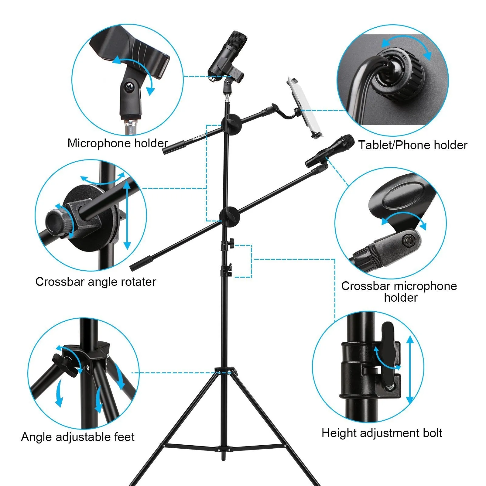 IMAGE Microphone Stand with Mic Clip Holder