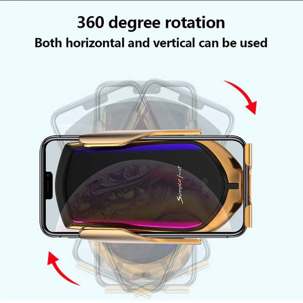 Infrared Sensor Wireless Car Charger for QI Devices and Car Phone Holder Air Vent Clip Type