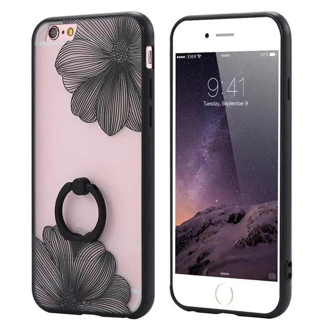 KISSCASE Lace Case For iPhone 6 6s Ring Holder Phone Back Cover For iPhone 6 Plus 6s Plus Retro Floral Cases For iPhone 6 Capa