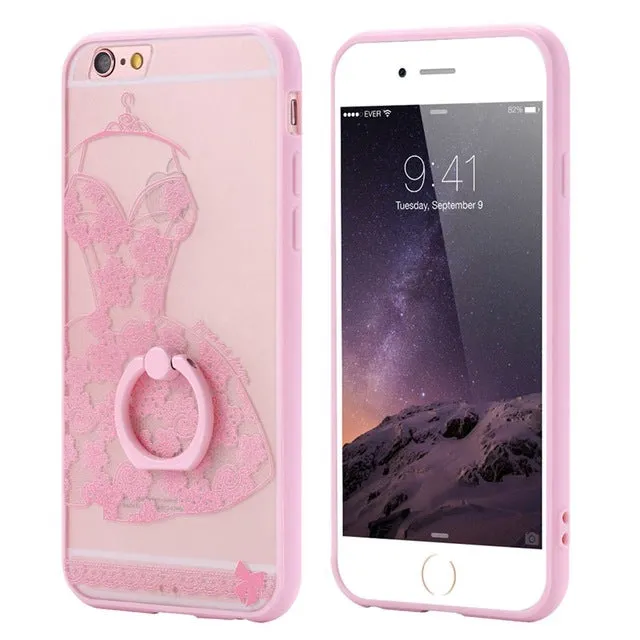 KISSCASE Lace Case For iPhone 6 6s Ring Holder Phone Back Cover For iPhone 6 Plus 6s Plus Retro Floral Cases For iPhone 6 Capa