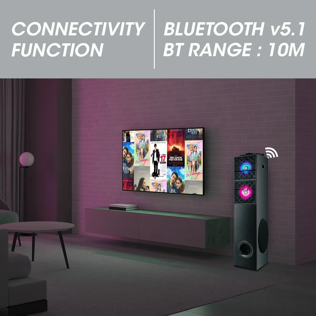 Kivart Multimedia Tower speaker | Unleash the party, own the stage  | 120 W | With Mic & Remote control |  High Bass Performance | With Bluetooth