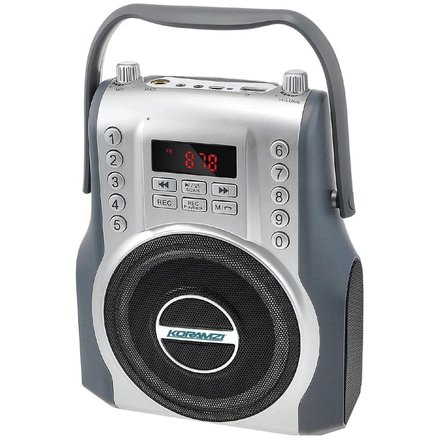 Koramzi Karaoke Portable Boombox with Bluetooth and Rechargeable Battery