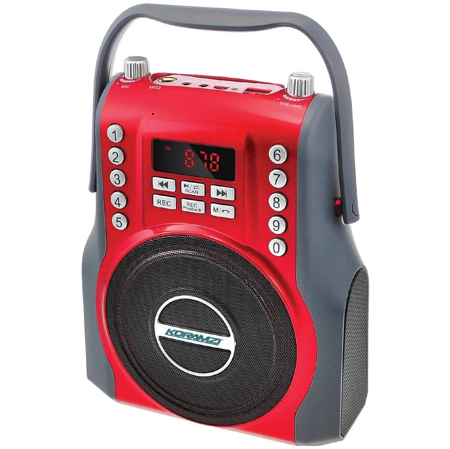 Koramzi Karaoke Portable Boombox with Bluetooth and Rechargeable Battery