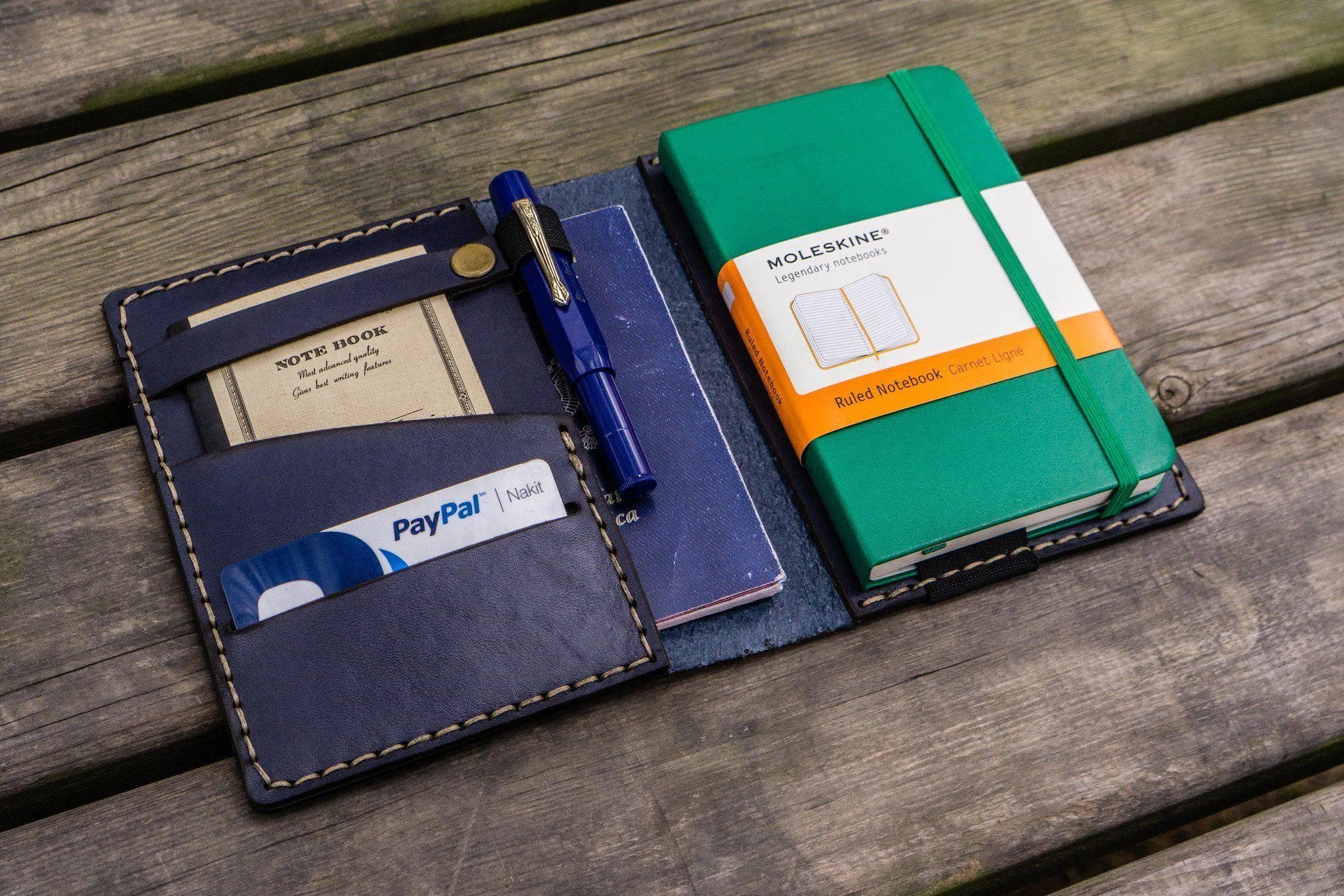 Leather Hobonichi Techo (A6) Planner Cover - Navy Blue