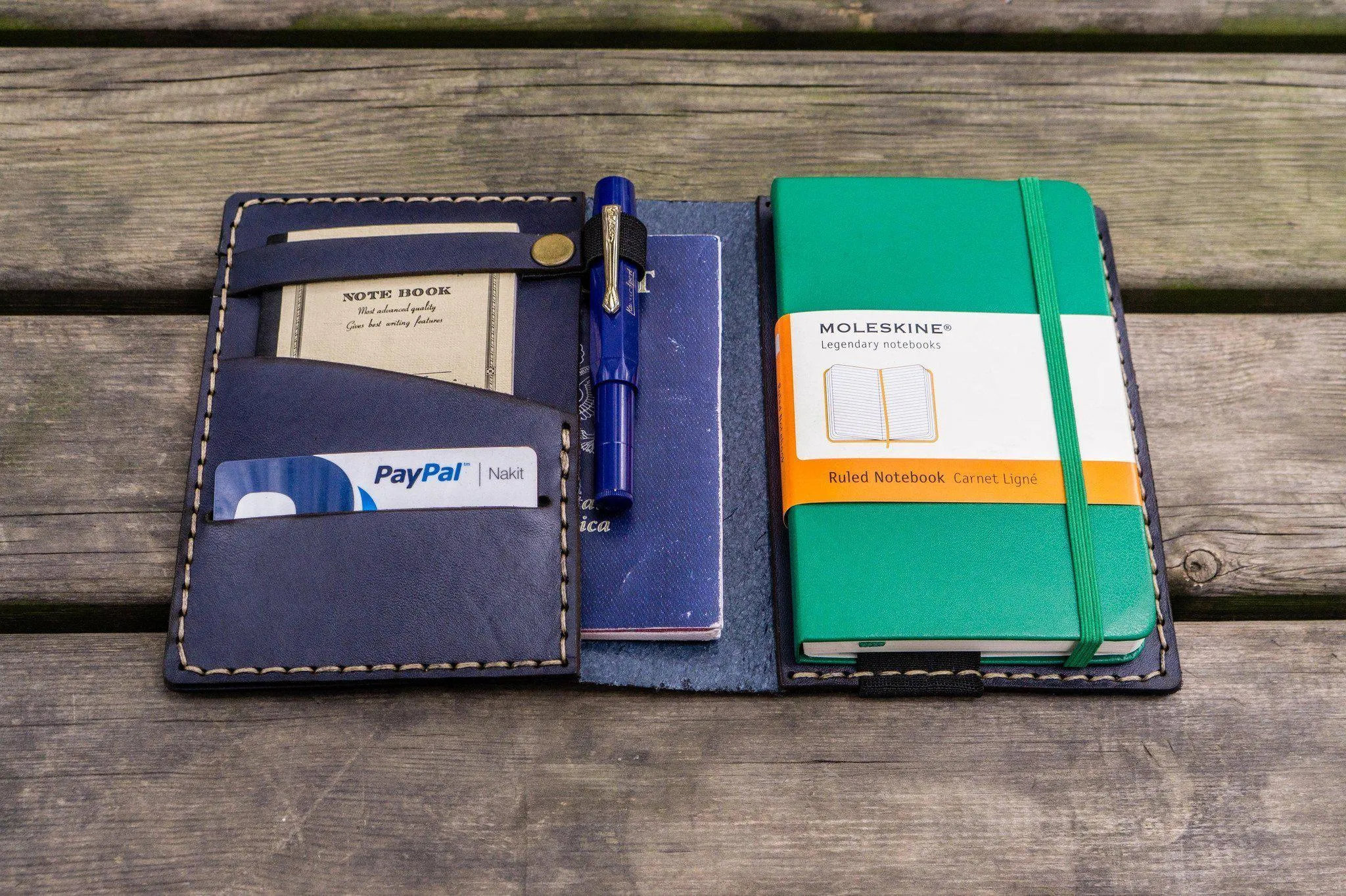 Leather Hobonichi Techo (A6) Planner Cover - Navy Blue